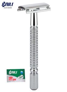 Baili Mens Manual Classic Barber rakningssäkerhet Razor Shaver med 1 Platinum Blade för Beard Hair Cut Personal Care BT1313112199