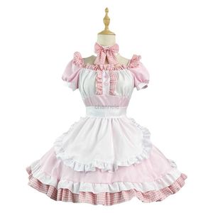 Girl's Dresses New Pink Sweet Dress Lolita Costumes For Maid Cosplay Cat Girl Maid Costume For Waitress Party Stage Costumes S -5XL 240315