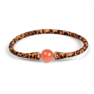 Braccialetti con ciondoli Bracciale in silicone con pietra rotonda naturale Bracciale in gomma colorata con singola pietra preziosa per gioielli da donna