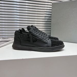 Dark Series dragkedja bunden platt high street mens skor lyxig designer ny utomhus fritidssport skateboardskor andningsbara läder mens brädskor storlek 39-47+låda