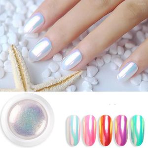 Glitter per unghie 1 scatola Polvere di conchiglia di perla Aurora Nails Ghiaccio Effetto iridescente Pigmento artistico Sirena Specchio Cromo