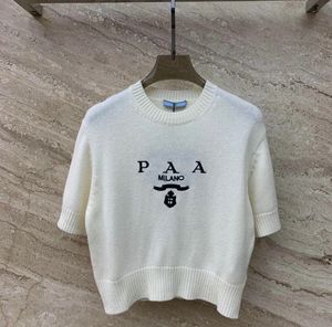 New fashion designer Women Knits women's sweater Short sleeve round neck high end top print Covered in alphabet jacquard