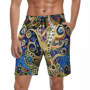 Men's Shorts Bathing Suit Gustav Klimt Art Board Summer Abstract Print Casual Beach Man Custom Sports Quick Dry Swim Trunks