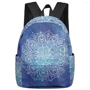 Blue Blue Mandala Women Man Plecaks Waterproof Multi Pieszerzy School for Student Boys Girls Laptop Pack Mochilas