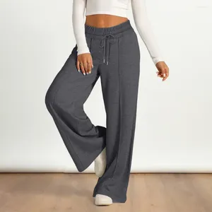 Kadın Pantolon Kadın Bahar Sweatpants Elastik Çizme Bel Geniş Bacak Spor Cepleri Bol Salon