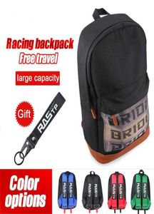 JDM tarzı gelin kumaş yarış sırt çantası araba tuval backpack motosiklet sırt çantası anahtarlık ile seyahat bagajı okul çantası rsbag0409004149594