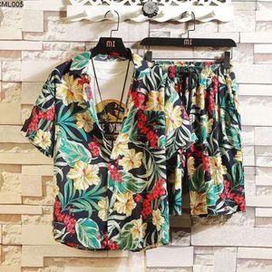 Casual Hawaiian Shirts Shorts Summer Trendy korta ärmar Pop Street Seaside Par Beach Set Men