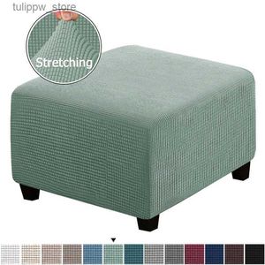 Stolskydd Ottoman Stool Cover Furniture Protector Covers Jacquard Elastic Square Foot Pall Sofa Slipcover Stol Cover L240315