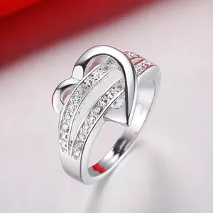 Pierścionki ślubne Caoshi Trendy Lady Heart kształt pierścionka Zespół Kobieta Genialna cyrkonia Finger Jewelry Akcesoria na ceremonię zaręczynową