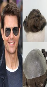 Brown Thin PU Human Hair Toupee for Men Malaysian Remy Hair Replacement System 8x10 Curly Men039s Hairpiece Men Wig3129539