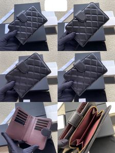 10a yüksek kaliteli kadın cüzdan moda tasarımcısı yarım kat metal fermuar deri havyar koyun derisi cüzdan erkekler tasarımcı kartı klip cüzdan orijinal kutu toz çantası 156