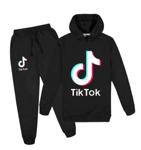 Foreign trade children039s clothing explosion models promotion Tik Tok boys and girls hoodie beam feet trousers sweater suit9254880