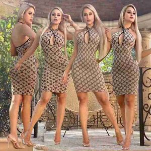 Vestidos sexy urbanos designer 2022 elegante bodycon noite - verão baile de formatura carta impressão vestido para mulheres de escritório bf4l