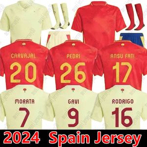 2024ユーロカップスペインナショナルサッカージャージANSU FATI ASENSIO MORATA F TORRES KOKE GAVI C SOLER 24/25 RODRIファンプレーヤーバージョンバージョン男性女性キッズキット