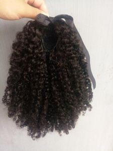 Sufaya رأس كامل البرازيلي البرازيلية remy kinky curly draphstringponytail extensions natral black color 1b color 150g One B2901285