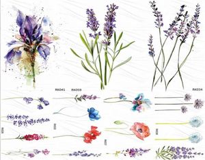 OMMGO Tatuaggi temporanei foglia di lavanda viola per le donne Adesivo tatoo clavicola braccio Acquerello trasferibile Carta tatuaggio piante 3d274051263