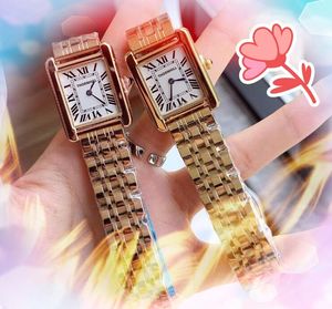 TOP Quality Factory Famous Women Roman Numerial Dial Watch Square Tank Series Iced Out Designer Clock Quartz Movement Lovers Fine Stainless Steel Wristwatch Gifts
