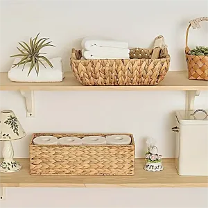 Baskets Desk Storage Basket Home Office Storage Desk Shelf Kitchen Accessories Holder Table Organizer Natural Rattan Decor Wicker Basket