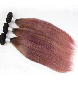 Пыльно-фиолетовые прямые пучки волос с застежками Remy Hair Бразильское девственное плетение человеческих волос с застежками 4x4 1028 дюймов6538542