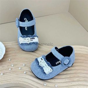 First Walkers New Spring 2024 Baby jeans shoes cute butterfly girls princess shoes soft sole toddler small kids shoes 240315