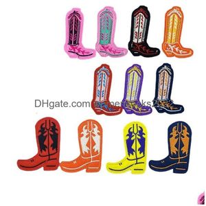Sewing Notions Tools Cartoon Boots Iron Ones Colorf Wester Long Boot Embroidered Applique Sew On For Clothing Jeand Jacket Hat Bac Dhgwp