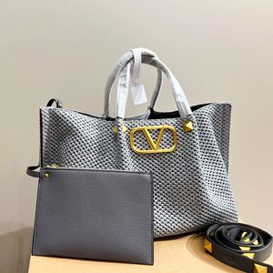 NOVA bolsa de luxo de designer de lojas de praia de Raffias Gold Raffias com bolsa de ombro de mamãe sacol