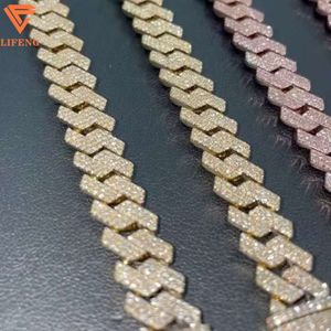 Snabbpatch 925 Sterling Silver GRA Certifikat Diamond VVS D Färg Iced Out Hip Hop Jewelry Cuban Link Chain Moissanite