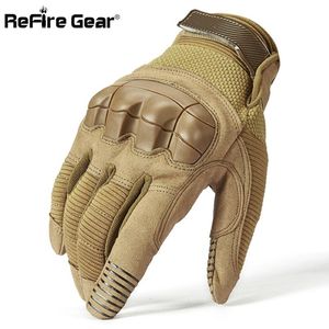 ReFire Gear Guanti tattici da combattimento dell'esercito Uomo Inverno Guanti da bicicletta Paintball con dito pieno Shell Proteggi nocche Guanti militari 20291y