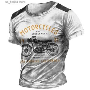 Men's T-Shirts New Route 66 Mens T-shirt Motorcycle Print Sweatshirt Summer Vintage Pullover O-Neck Loose Tops Male Casual Short Slve Ts Y240315