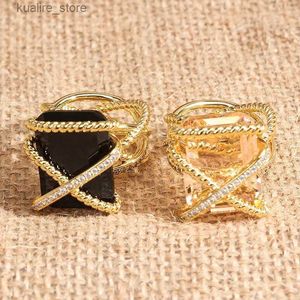 Cluster Rings Popular Cable Cross Button Ring in Europe and America L240315