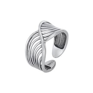 Koreansk designeröppningsringar för kvinnor 100% Real 925 Sterling Silver Wave Bird Line Justerbara fingerringsmycken Dropshipping YMR089