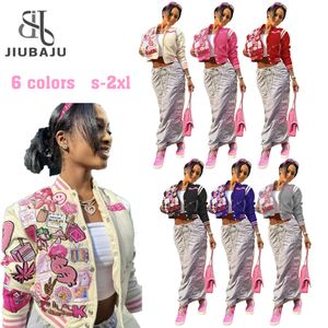 Fast Shipping New Fashion Baseball Varsity Jacket Coats Print Jackets Spring 2023 Women S Clothing 90 s