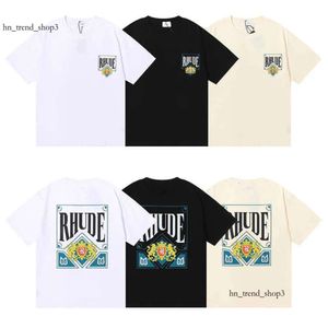 Designer modekläder tees hip hop tshirts rhude amerikansk high street trend varumärke sommar män kvinnor kön gratis spelkort tryckt lös bomull 234