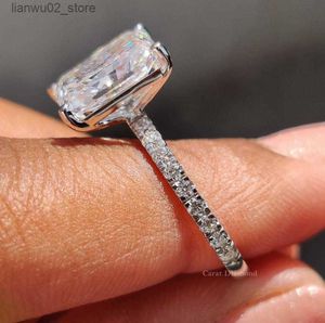 Wedding Rings Lab Grown Diamond Pave Set Ring Radiant Cut Lab Created Diamond Ring For Women Customized Anniversary Gift Q240315