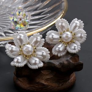 pearl earrings around small rice beads handmade bridal wedding prom accessorie hair jewelry 240311