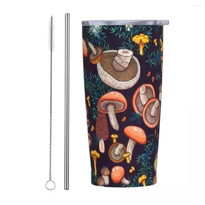 Tumblers Dark Dream Orman Mantarları 20 Oz Tumbler Vakum Yalıtımlı Seyahat Termal Kapağı ve Saman Paslanmaz Çelik Çift Duvar Kupası