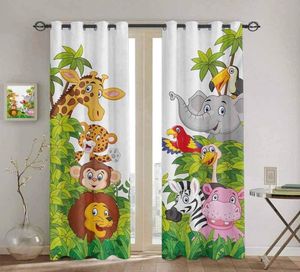 Bedroom Kitchen Curtain Cartoon Zoo Animals Collection Jungle Child Window Curtains Curtains for Living Room Decorative Items LJ204597748