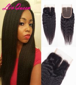 Väver stängning Indian Virgin Human Hair Kinky Straight 4x4 spetsstängning full densitet obearbetade skönhetshårförlängningar50156617482596