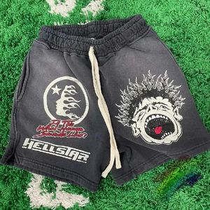 24SS Mens Shorts Hellstar Shorts Studios يبدو مثل السماء الرجال النساء جودة الرباط المؤخرات كبيرة الحجم الجحيم شورت نجمة 212