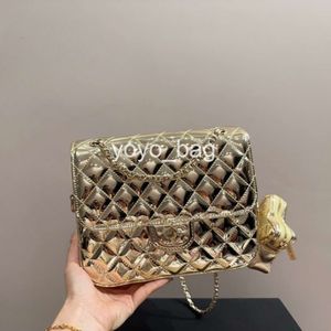 Designer Bag Luxury Star Purse Mirrored Leather Double Chain Crossbody Ryggsäck axel med guld- och silverkoppling