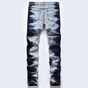 Nya Elastic Slim Fit Denim Pants, High Street Novelty Jeans, herrar