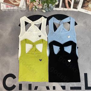 Women's Knits & Tees designer Simple Women Laced Knit Vest High Quality Camisole Stylish Slim Sleeveless Waistcoat Sports Style Pullover Tops 83VR