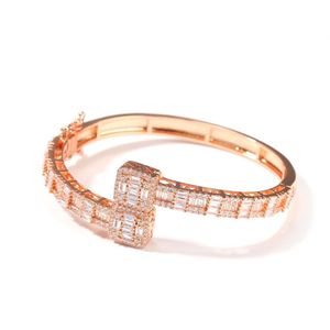 Mankiet mrożony mężczyźni złota plamiona t Square cyrkon Crystal Miami Benger Fashion Osobowość kubańska hip hop Bling Jewerly2190