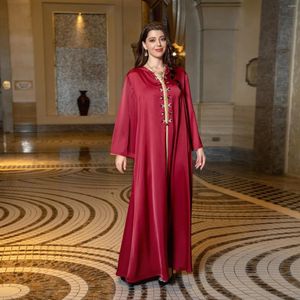 Roupas étnicas Luz Luxo Alta Qualidade Conforto Estilo Vestido de Noite Cetim Frisado Vestido Dubai Médio Oriente Abaya Arábia