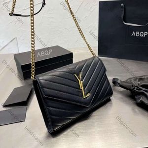 Tasarımcı Çanta Bayan Cüzdan Siyah Çanta Havyar Altın Zincir 23cm Klasik Flep Tasarımcı Omuz Çantası Lüks Crossbody Designer Satchel Moda Çantası