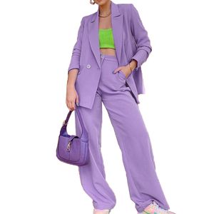 Autunno alla moda, abito da moda europeo e americano femminile con pantaloni a gamba a largo a larghezza dritta casual viola e colore nero AST48785