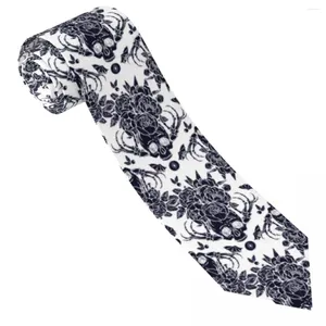 Bow Ties 3D Printed Floral Skull Tie Harajuku Trendy Business Neck Retro For Men Design Collar Necktie Gift