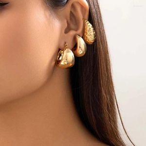 Hoopörhängen 3st/set Trendy Gold Color Chunky Water Drop For Women Vintage Metal C- Formed Smooth Party Jewelry
