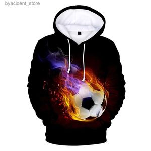 Herrtröjor tröjor personlighet ny 3D fotboll fotboll hoodies män kvinnor tröjor barn 3d hoodie lämpliga pojkar flickor harjuku -spårdräkter överdimensionerade l240315