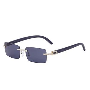 Designer de marca óculos de sol pequenos quadrados sem moldura Eyewear para homens Mulheres Lens de luxo de vidro Sol